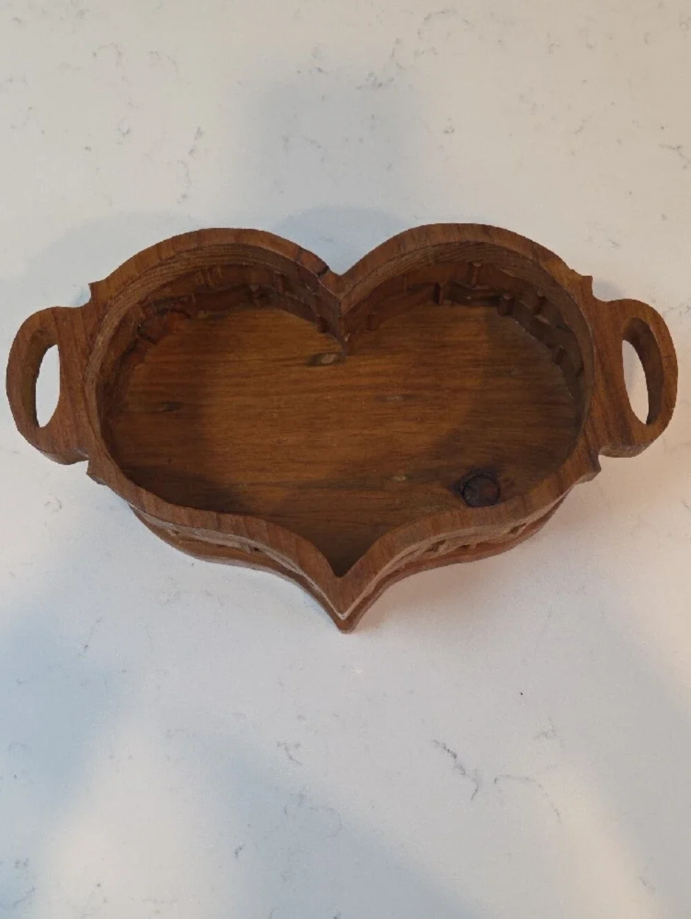 Handcrafted Wood Heart Serving Tray - Brown